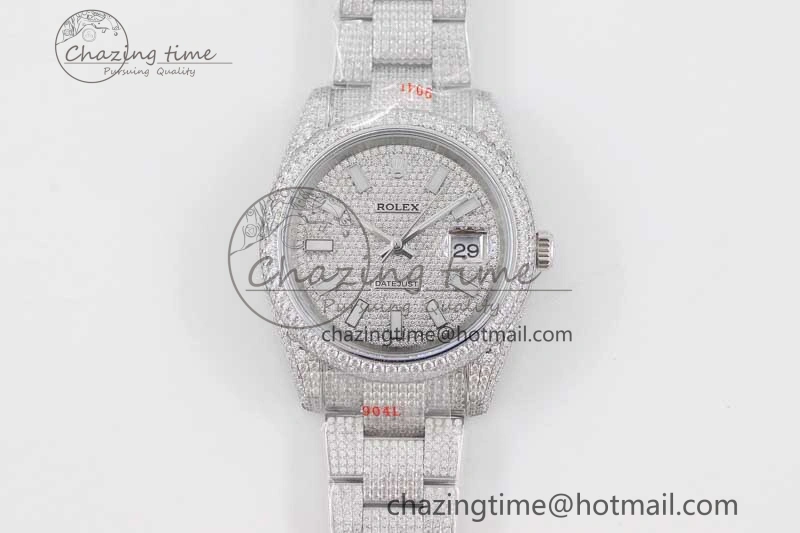 Datejust 41 SS Full Diamonds TWF 1:1 Best Edition Diamonds Stick Markers Dial on Bracelet A Reliable 2396