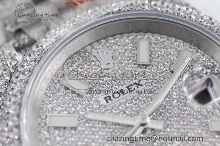Datejust 41 SS Full Diamonds TWF 1:1 Best Edition Diamonds Stick Markers Dial on Jubilee Bracelet A HighPerformance 2392