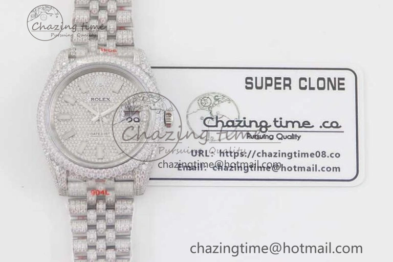 Datejust 41 SS Full Diamonds TWF 1:1 Best Edition Diamonds Stick Markers Dial on Jubilee Bracelet A HighPerformance 2392