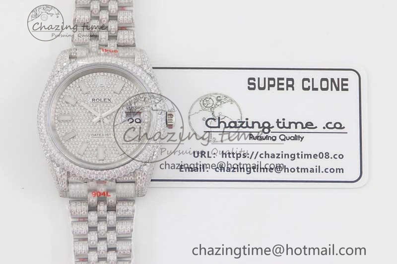 Datejust 41 SS Full Diamonds TWF 1:1 Best Edition Diamonds Stick Markers Dial on Jubilee Bracelet A HighPerformance 2392
