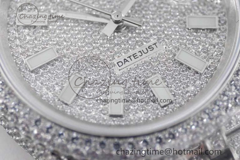 Datejust 41 SS Full Diamonds TWF 1:1 Best Edition Diamonds Stick Markers Dial on Jubilee Bracelet A HighPerformance 2392