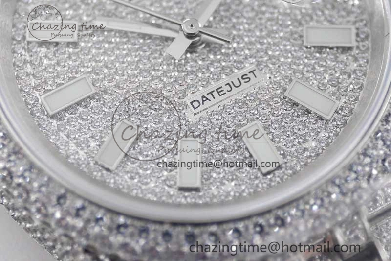 Datejust 41 SS Full Diamonds TWF 1:1 Best Edition Diamonds Stick Markers Dial on Jubilee Bracelet A HighPerformance 2392