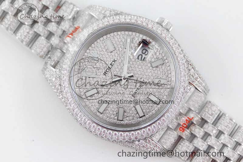 Datejust 41 SS Full Diamonds TWF 1:1 Best Edition Diamonds Stick Markers Dial on Jubilee Bracelet A HighPerformance 2392