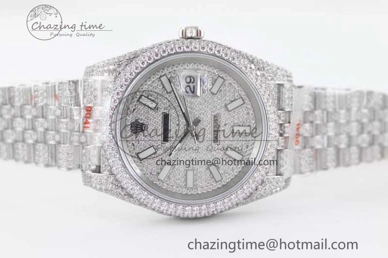 Datejust 41 SS Full Diamonds TWF 1:1 Best Edition Diamonds Stick Markers Dial on Jubilee Bracelet A HighPerformance 2392