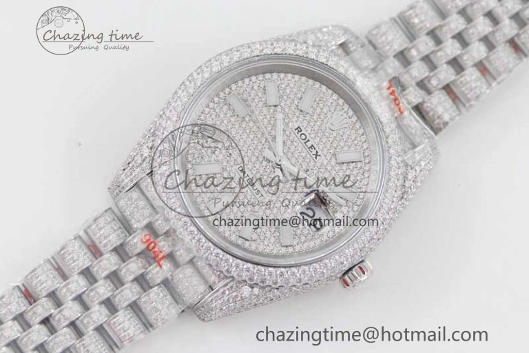 Datejust 41 SS Full Diamonds TWF 1:1 Best Edition Diamonds Stick Markers Dial on Jubilee Bracelet A HighPerformance 2392