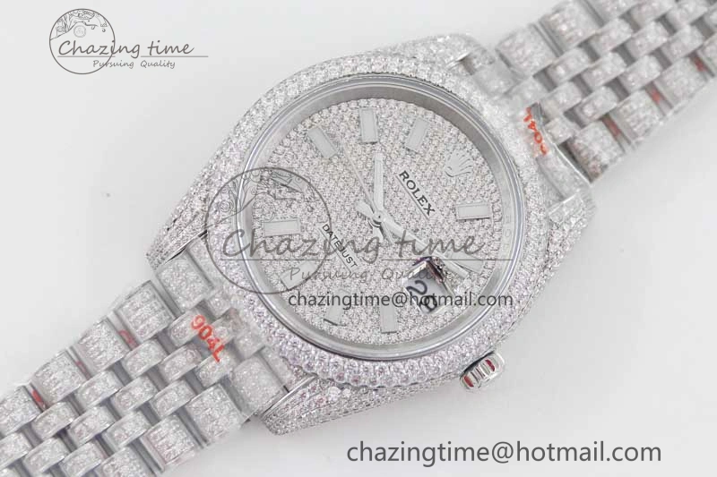 Datejust 41 SS Full Diamonds TWF 1:1 Best Edition Diamonds Stick Markers Dial on Jubilee Bracelet A HighPerformance 2392