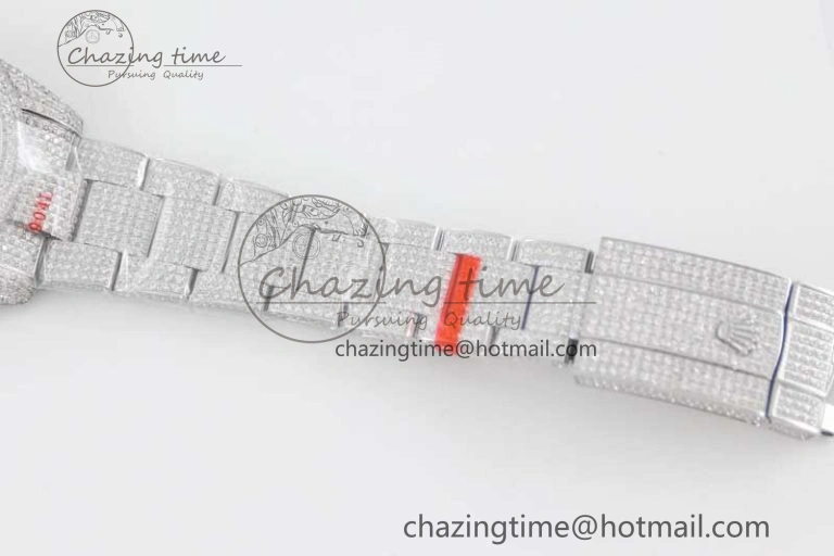 Snug Datejust 41 SS Full Diamonds TWF 1:1 Best Edition Gray Roman Markers Dial on Bracelet A 2391