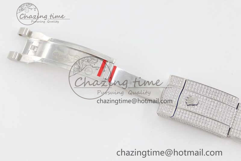 Snug Datejust 41 SS Full Diamonds TWF 1:1 Best Edition Gray Roman Markers Dial on Bracelet A 2391