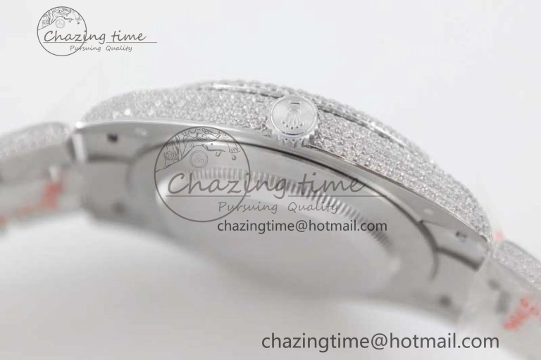 Snug Datejust 41 SS Full Diamonds TWF 1:1 Best Edition Gray Roman Markers Dial on Bracelet A 2391