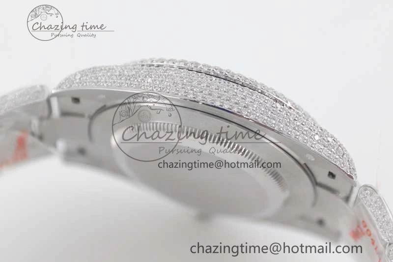 Snug Datejust 41 SS Full Diamonds TWF 1:1 Best Edition Gray Roman Markers Dial on Bracelet A 2391