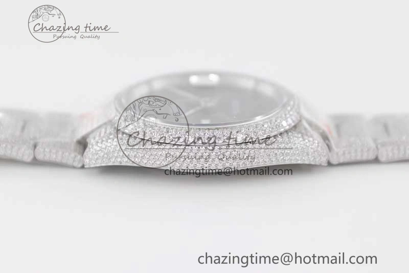 Snug Datejust 41 SS Full Diamonds TWF 1:1 Best Edition Gray Roman Markers Dial on Bracelet A 2391