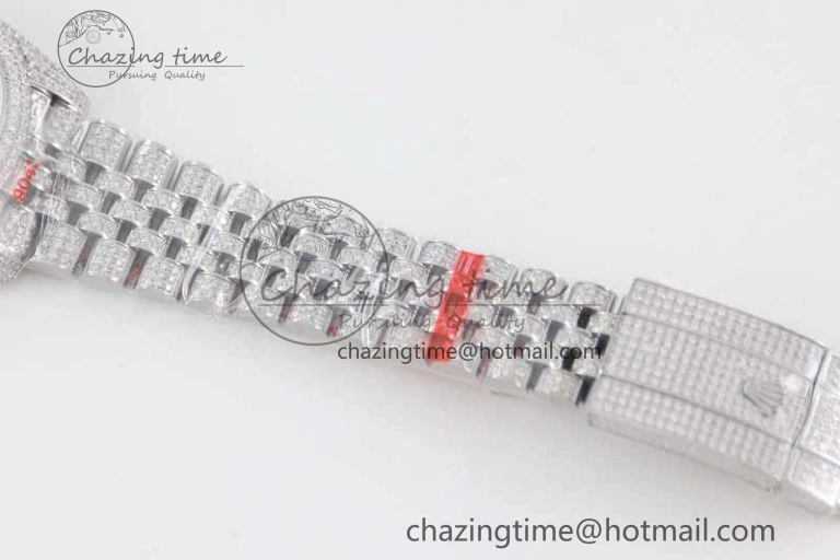 Contemporary Datejust 41 SS Full Diamonds TWF 1:1 Best Edition Gray Roman Markers Dial on Jubilee Bracelet A 2389