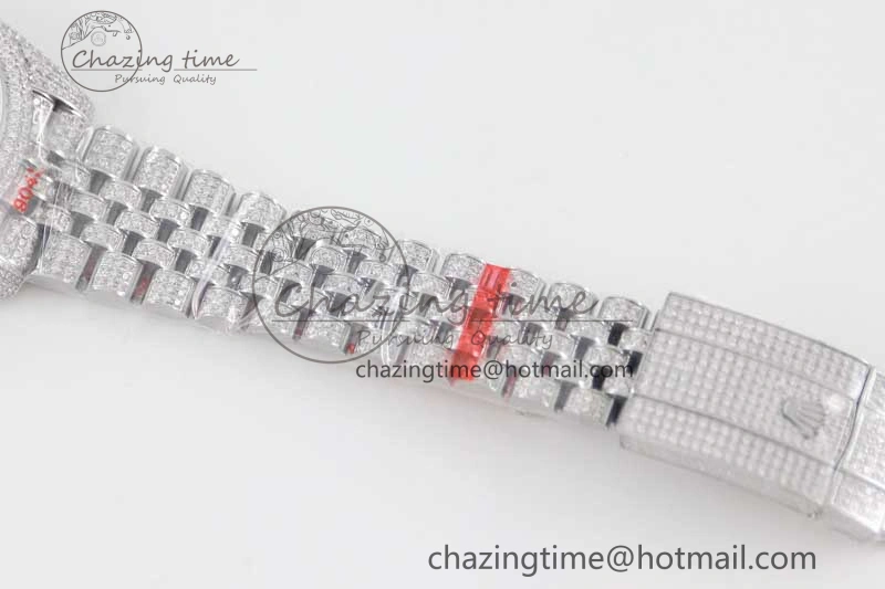 Contemporary Datejust 41 SS Full Diamonds TWF 1:1 Best Edition Gray Roman Markers Dial on Jubilee Bracelet A 2389