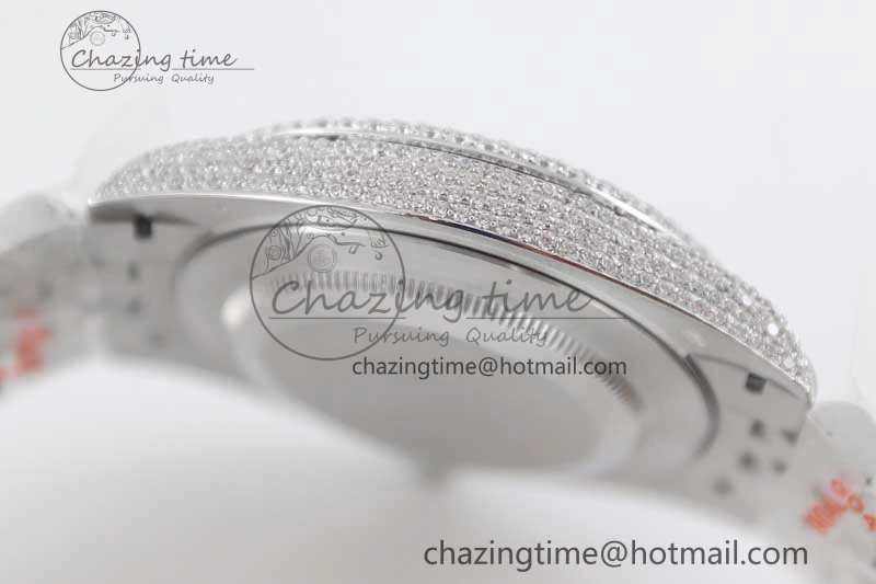 Contemporary Datejust 41 SS Full Diamonds TWF 1:1 Best Edition Gray Roman Markers Dial on Jubilee Bracelet A 2389