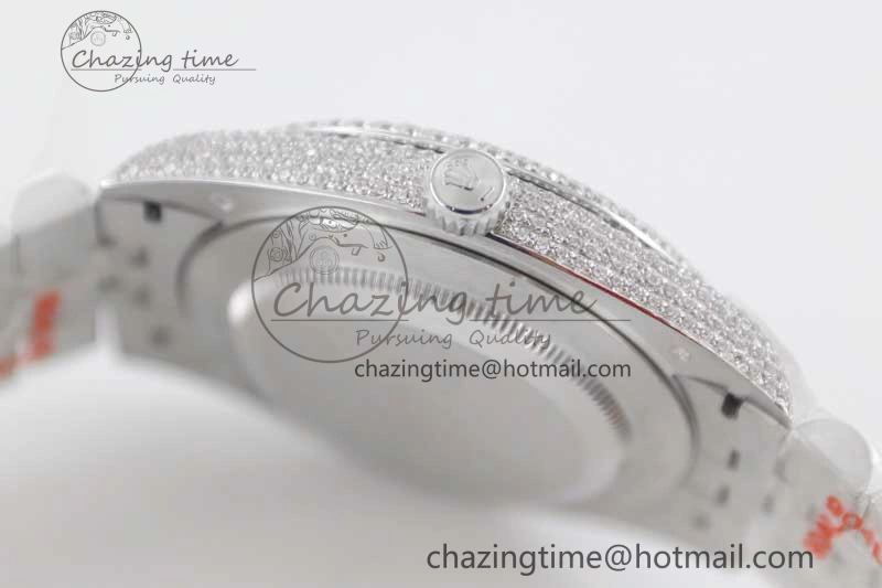 Contemporary Datejust 41 SS Full Diamonds TWF 1:1 Best Edition Gray Roman Markers Dial on Jubilee Bracelet A 2389