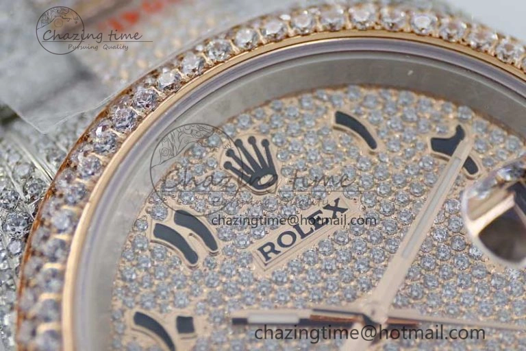 Datejust 41 SS RG Full Diamonds TWF 1:1 Best Edition Arabic Markers Dial on Bracelet A SportInspired 2401