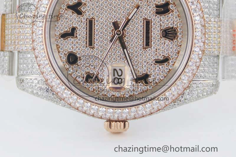 Datejust 41 SS RG Full Diamonds TWF 1:1 Best Edition Arabic Markers Dial on Bracelet A SportInspired 2401