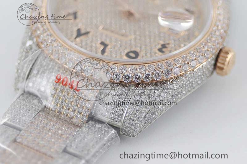 Datejust 41 SS RG Full Diamonds TWF 1:1 Best Edition Arabic Markers Dial on Bracelet A SportInspired 2401