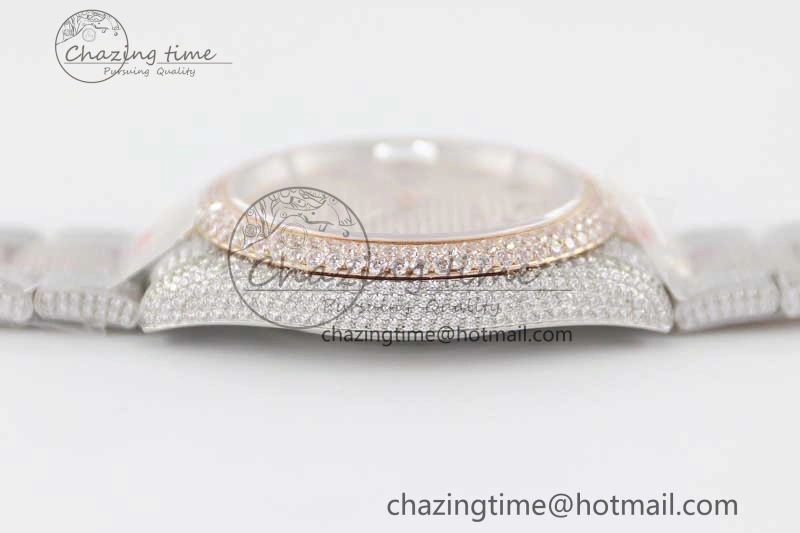 Datejust 41 SS RG Full Diamonds TWF 1:1 Best Edition Arabic Markers Dial on Bracelet A SportInspired 2401