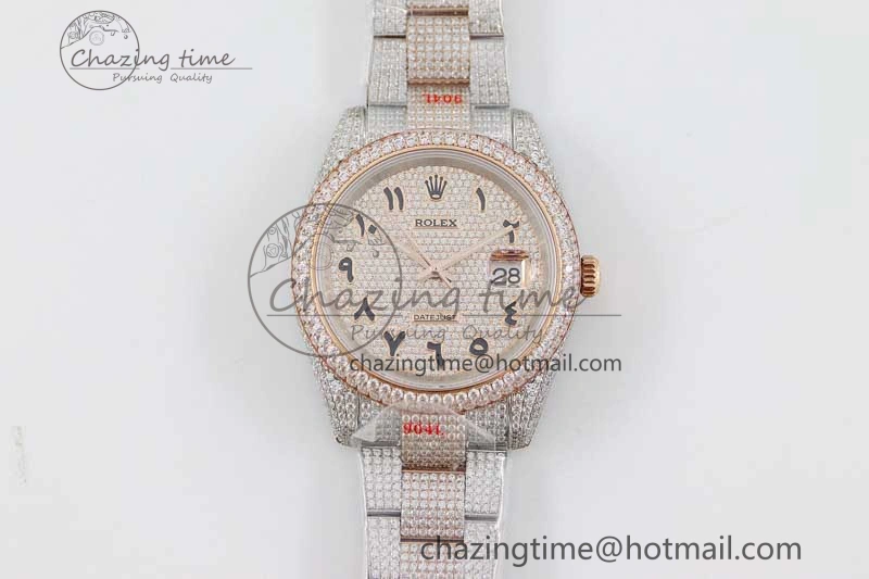 Datejust 41 SS RG Full Diamonds TWF 1:1 Best Edition Arabic Markers Dial on Bracelet A SportInspired 2401