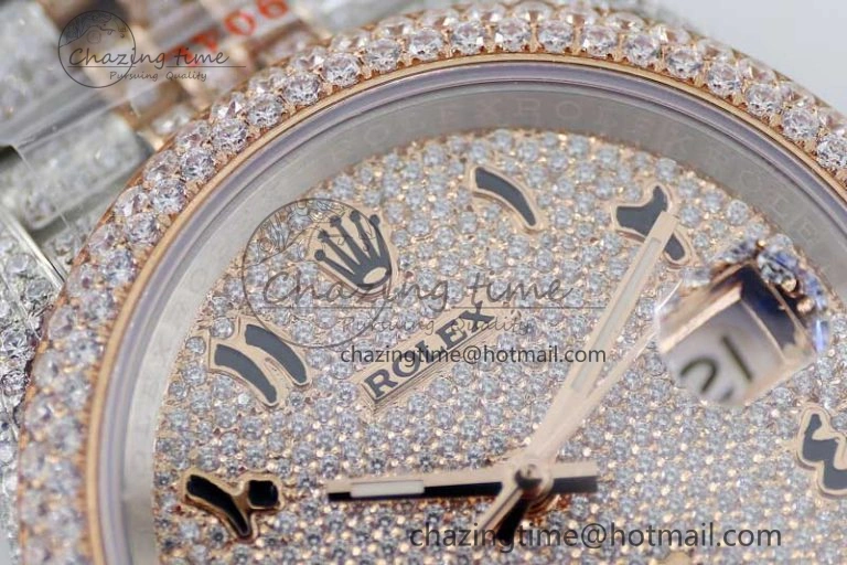Datejust 41 SS RG Full Diamonds TWF 1:1 Best Edition Arabic Markers Dial on Jubilee Bracelet A UrbanChic 2385