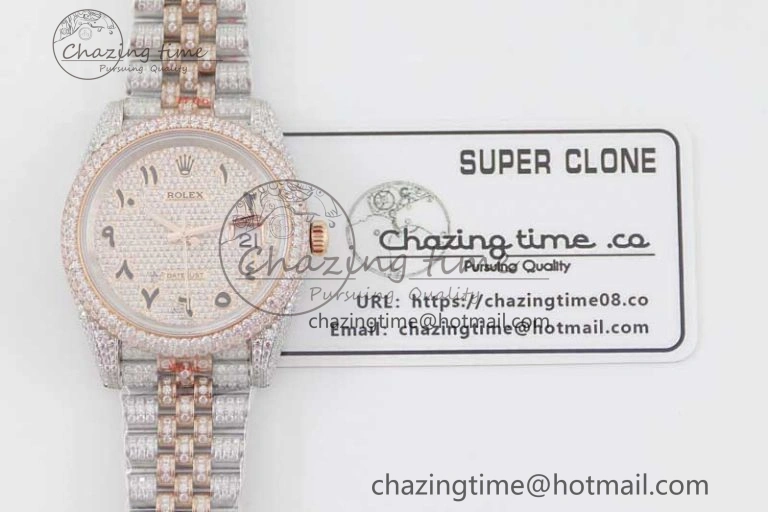 Datejust 41 SS RG Full Diamonds TWF 1:1 Best Edition Arabic Markers Dial on Jubilee Bracelet A UrbanChic 2385