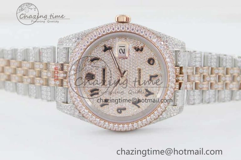 Datejust 41 SS RG Full Diamonds TWF 1:1 Best Edition Arabic Markers Dial on Jubilee Bracelet A UrbanChic 2385