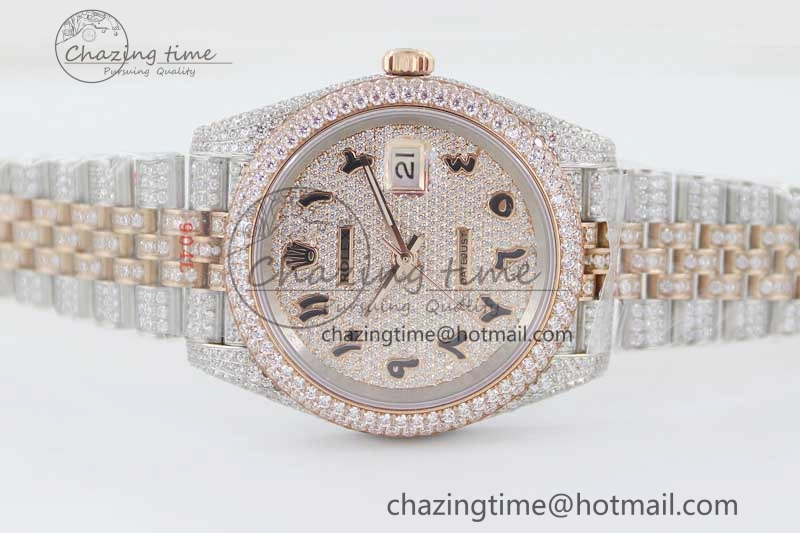 Datejust 41 SS RG Full Diamonds TWF 1:1 Best Edition Arabic Markers Dial on Jubilee Bracelet A UrbanChic 2385