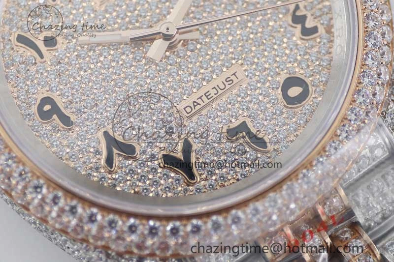 Datejust 41 SS RG Full Diamonds TWF 1:1 Best Edition Arabic Markers Dial on Jubilee Bracelet A UrbanChic 2385