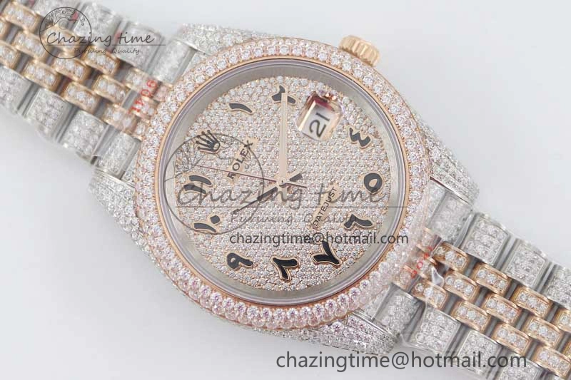 Datejust 41 SS RG Full Diamonds TWF 1:1 Best Edition Arabic Markers Dial on Jubilee Bracelet A UrbanChic 2385
