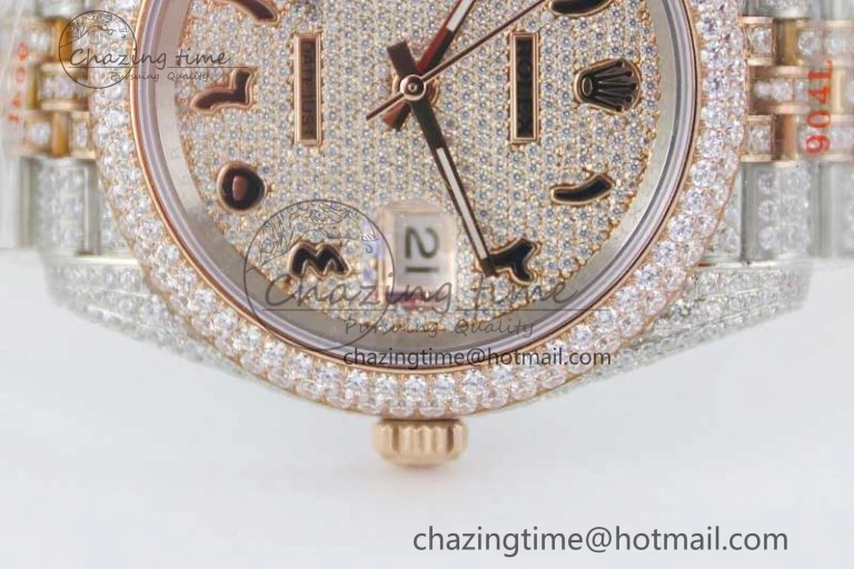 Datejust 41 SS RG Full Diamonds TWF 1:1 Best Edition Arabic Markers Dial on Jubilee Bracelet A UrbanChic 2385