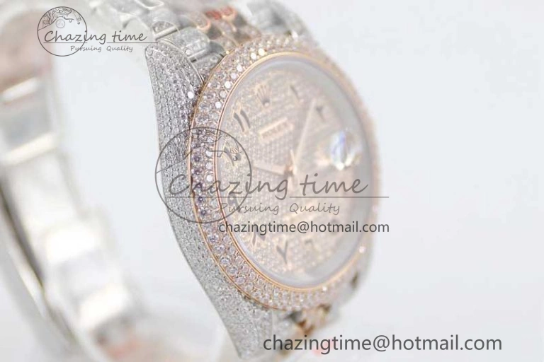 Datejust 41 SS RG Full Diamonds TWF 1:1 Best Edition Arabic Markers Dial on Jubilee Bracelet A UrbanChic 2385