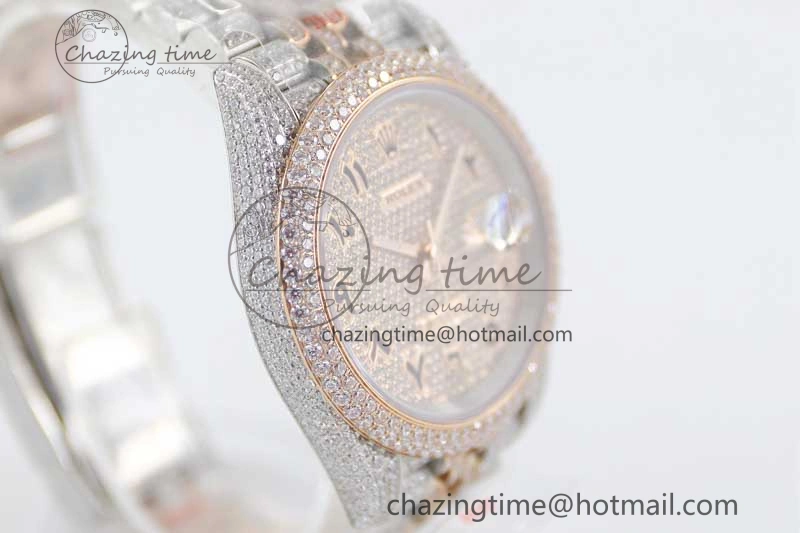 Datejust 41 SS RG Full Diamonds TWF 1:1 Best Edition Arabic Markers Dial on Jubilee Bracelet A UrbanChic 2385