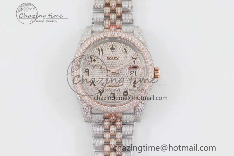 Datejust 41 SS RG Full Diamonds TWF 1:1 Best Edition Arabic Markers Dial on Jubilee Bracelet A UrbanChic 2385