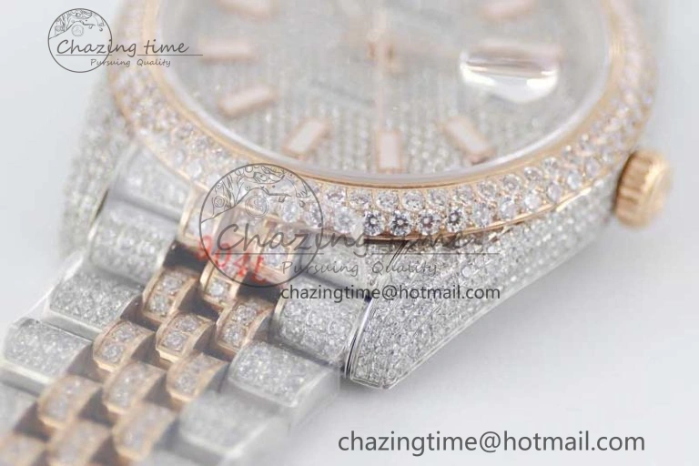 Lightweight Datejust 41 SS RG Full Diamonds TWF 1:1 Best Edition Diamonds Stick Markers Dial on Jubilee Bracelet A 2388