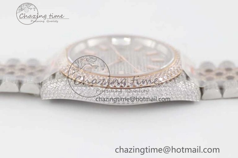 Lightweight Datejust 41 SS RG Full Diamonds TWF 1:1 Best Edition Diamonds Stick Markers Dial on Jubilee Bracelet A 2388