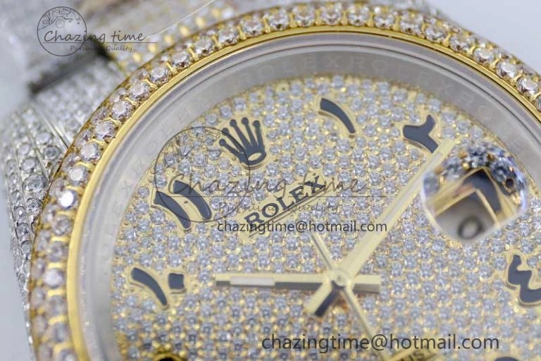 Datejust 41 SS YG Full Diamonds TWF 1:1 Best Edition Arabic Markers Dial on Bracelet A FreshLook 2397