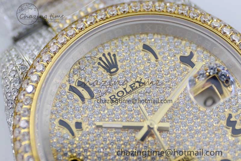 Datejust 41 SS YG Full Diamonds TWF 1:1 Best Edition Arabic Markers Dial on Bracelet A FreshLook 2397