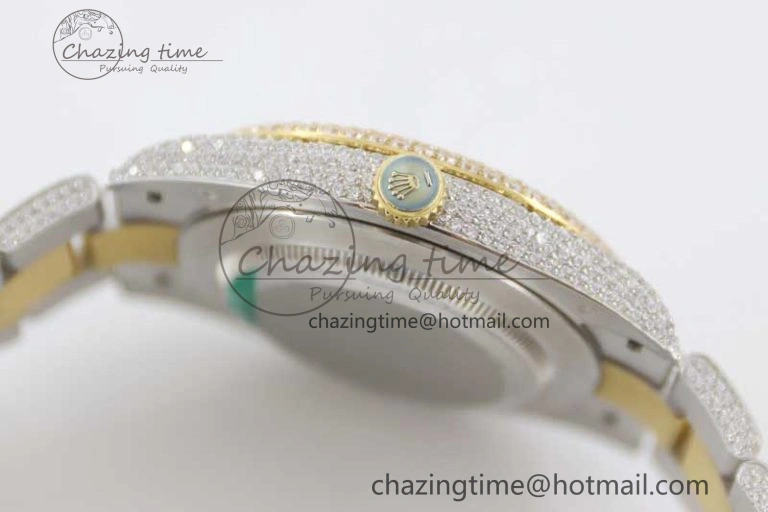 Datejust 41 SS YG Full Diamonds TWF 1:1 Best Edition Arabic Markers Dial on Bracelet A FreshLook 2397