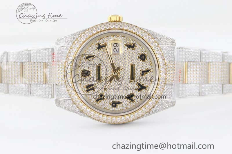 Datejust 41 SS YG Full Diamonds TWF 1:1 Best Edition Arabic Markers Dial on Bracelet A FreshLook 2397