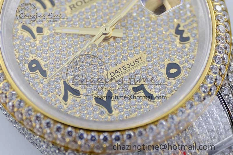 Datejust 41 SS YG Full Diamonds TWF 1:1 Best Edition Arabic Markers Dial on Bracelet A FreshLook 2397