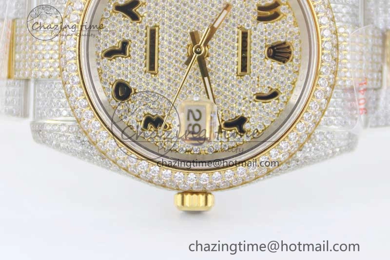 Datejust 41 SS YG Full Diamonds TWF 1:1 Best Edition Arabic Markers Dial on Bracelet A FreshLook 2397