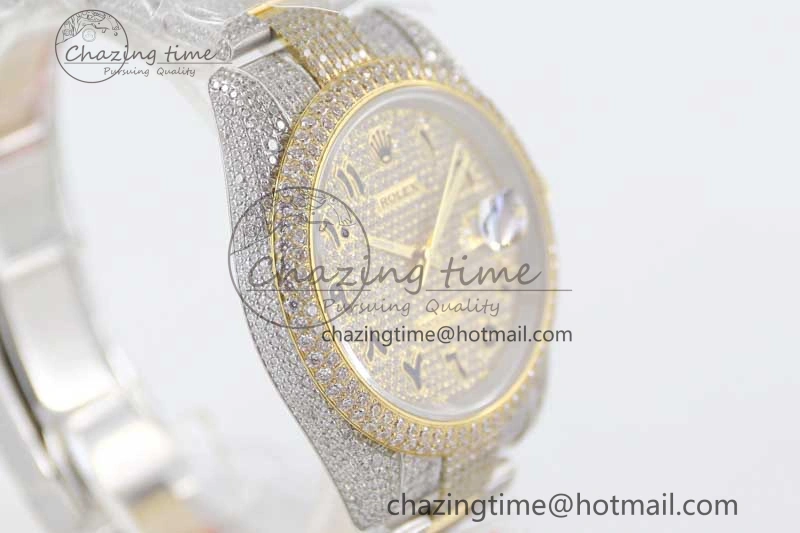 Datejust 41 SS YG Full Diamonds TWF 1:1 Best Edition Arabic Markers Dial on Bracelet A FreshLook 2397