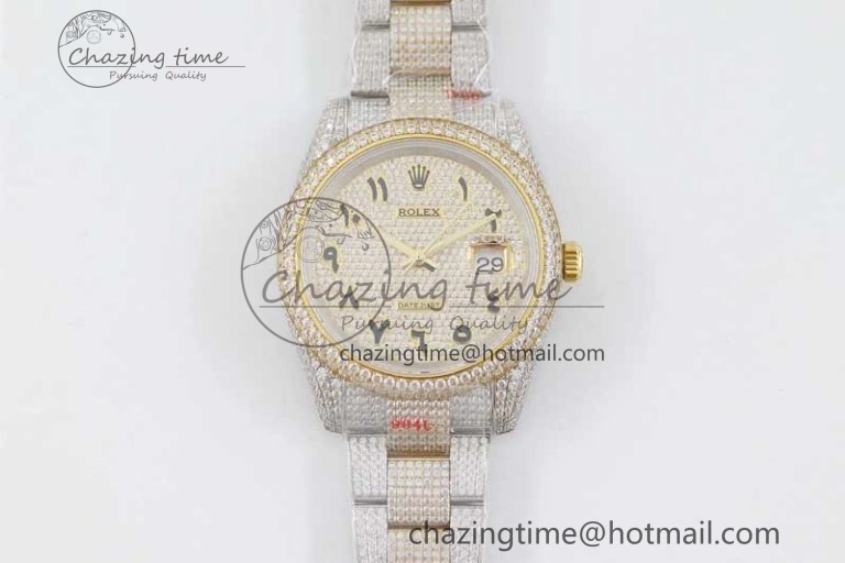 Datejust 41 SS YG Full Diamonds TWF 1:1 Best Edition Arabic Markers Dial on Bracelet A FreshLook 2397