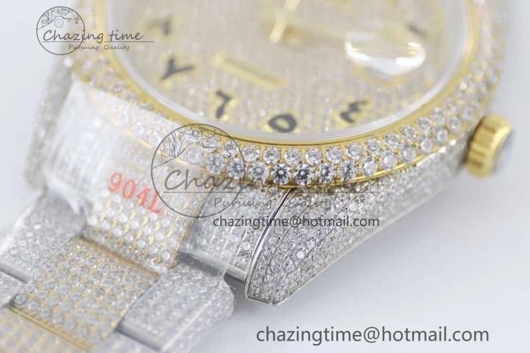 Datejust 41 SS YG Full Diamonds TWF 1:1 Best Edition Arabic Markers Dial on Bracelet A FreshLook 2397