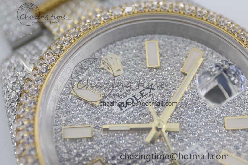 Datejust 41 SS YG Full Diamonds TWF 1:1 Best Edition Diamonds Stick Markers Dial on Bracelet A EasyMatch 2398