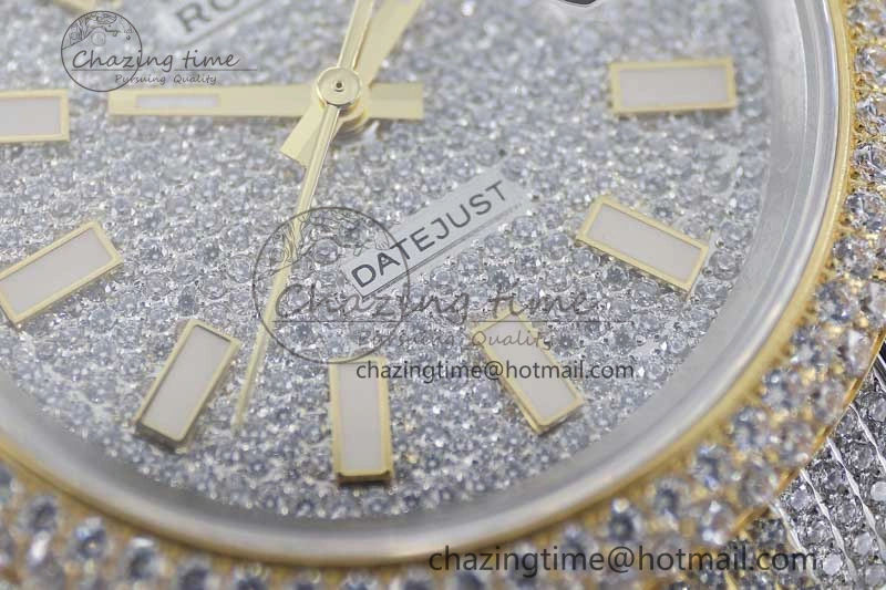 Datejust 41 SS YG Full Diamonds TWF 1:1 Best Edition Diamonds Stick Markers Dial on Bracelet A EasyMatch 2398
