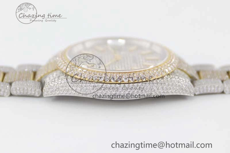 Datejust 41 SS YG Full Diamonds TWF 1:1 Best Edition Diamonds Stick Markers Dial on Bracelet A EasyMatch 2398