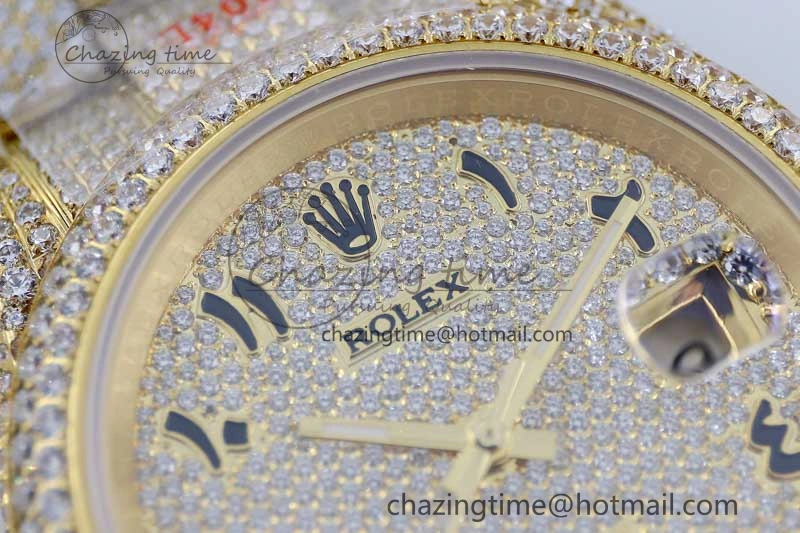 Datejust 41 YG Full Diamonds TWF 1:1 Best Edition Arabic Markers Dial on Bracelet A GoAnywhere 2399