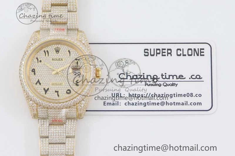 Datejust 41 YG Full Diamonds TWF 1:1 Best Edition Arabic Markers Dial on Bracelet A GoAnywhere 2399